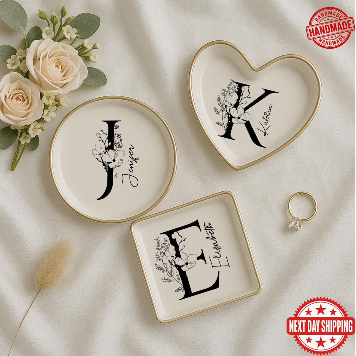 Personalized Ring Dish Wedding Gift for Couple Custom Jewelry Tray Engagement Ring Holder Bride Gift Anniversary Keepsake