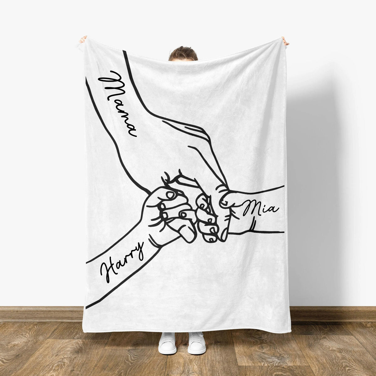 Personalized Mama Holding Hands Blanket: Kids Names Blanket For Mom, Mother's Day Gift, Up to 10 Kids