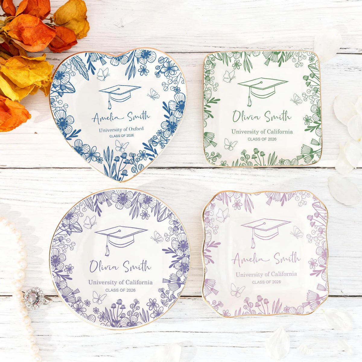 Personalized Graduation Ring Dish,Personalized College Ring Dish,Personalized Jewelry Dish for Grad,Graduation Gift For Her,Toile De Jouy