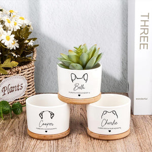 Personalized Dog Memorial Gift Planter,Pet Memorial Gift Plant Pot,Custom Flower Pot with Bamboo Tray,Loss of Pet Tribute,Dog Sympathy Gift