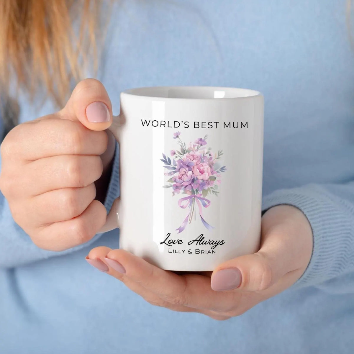 World's Best Mum Floral Mug | Customised Mother's Day Gift with Children's Names | Personalised Mother's Day Mug