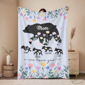Mom Personalized Fleece Blanket, Mom Bear, Mothers Day Gift, Custom Mom Gift, Mom Birthday Gift, Mom Gift Daughter