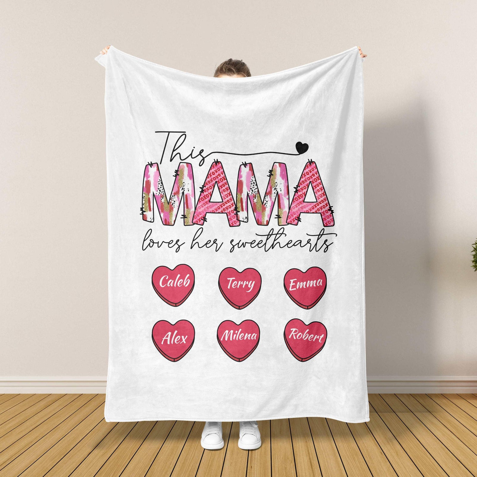 Personalized Mama Blanket With Kids Names: Sentimental Mom Gift For Mother's Day, Best Gift For Mother