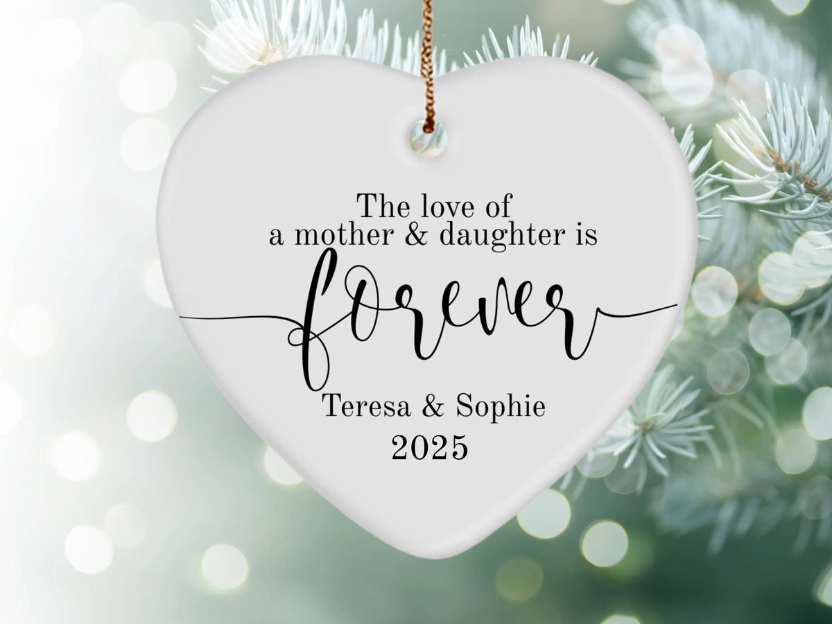 Mother Daughter Heart Love Ornament Ceramic Heart Keepsake Gift for Mom and Daughter, Sentimental Family Love Decoration, Meaningful Mother Daughter Bond Memorial Ornament