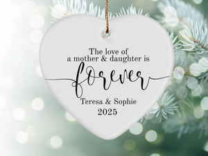 Mother Daughter Heart Love Ornament Ceramic Heart Keepsake Gift for Mom and Daughter, Sentimental Family Love Decoration, Meaningful Mother Daughter Bond Memorial Ornament