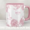 Personalized New Mom Mug For Mom, Custom Mother's Day Gift, Coquette Blue Toile Mug Gift For New Mom, Mother In Law Gift, Baby Shower Gift