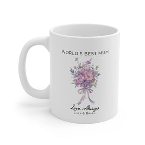 World's Best Mum Floral Mug | Customised Mother's Day Gift with Children's Names | Personalised Mother's Day Mug