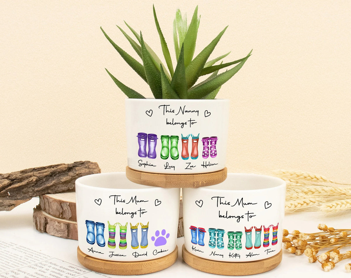 This Mum Belongs To Mini Plant Pot, Gift for Mom, Home Decor Nanny Gifts, Outdoor Planter,Birthday Gift,Family Gift, Gift from Grandkids