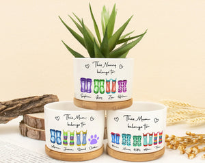 This Mum Belongs To Mini Plant Pot, Gift for Mom, Home Decor Nanny Gifts, Outdoor Planter,Birthday Gift,Family Gift, Gift from Grandkids