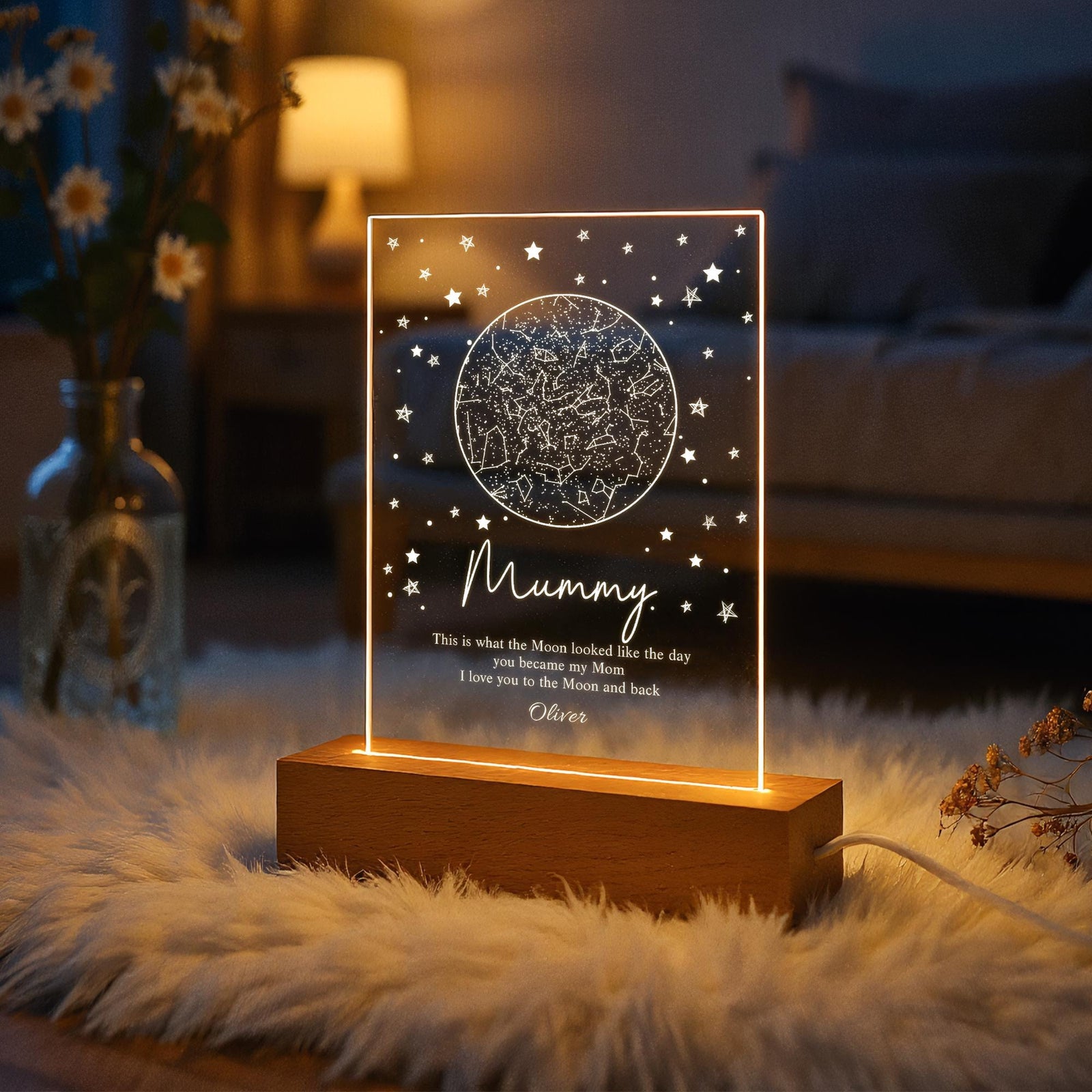 Custom Star Map Night Light For Mom,Star Map By Date,Personalized Mother's Day Gift From Daughter,Mom Birthday,The Day You Became My Mom