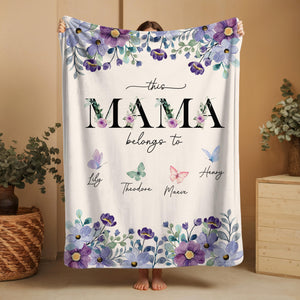 Personalized Mothers Day Gift, Floral Mom Blanket, Custom Name Blanket, Mama Blanket, Mom Birthday Gift, Christmas Gift from Daughter Son