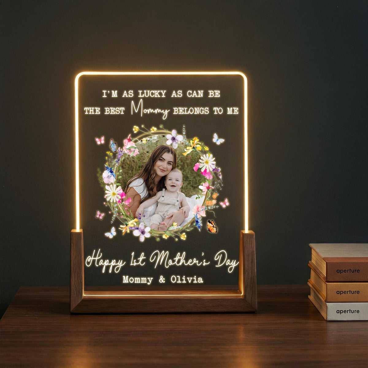 First Mother s Day Photo Lamp Personalized Mom & Baby LED Night Light, Custom Mother s Day Gift from New Daughter