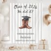 Western Graduation Banner 2026, Cowboy Boots Party Tapestry, Class of 2026 Congrats Grad Sign, Personalized Graduation Party Backdrop