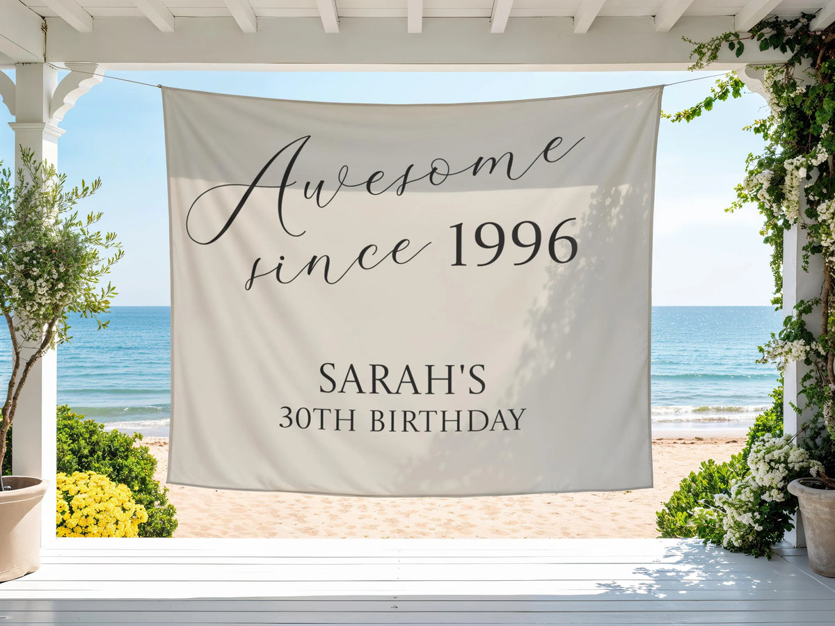 Custom 30th Birthday Banner | Photo Booth Backdrop | 30th Party Decorations | Birthday Sign