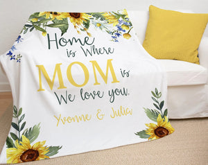 Personalized Mother's Day Blanket for Mom- Custom Mother's Day Gift - Sunflower Blanket with Names- Throw Blanket - Family Blanket from Kids
