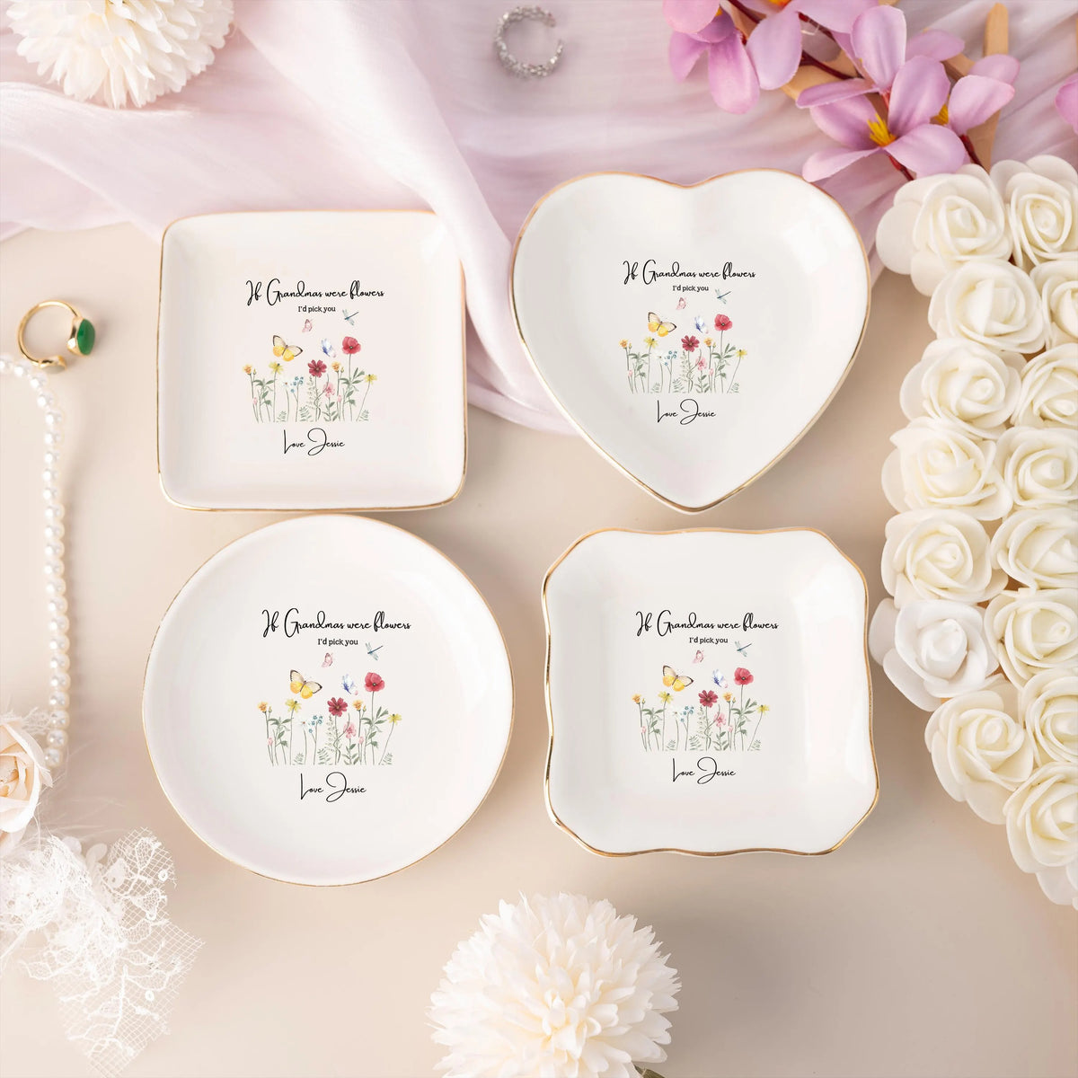 Personalized Grandma Ring Dish,If Nana's Were Flowers Jewelry Dish,Mothers Day Gift,Gift for Grandma from Grandkids,Birthday Ring Dish Gift