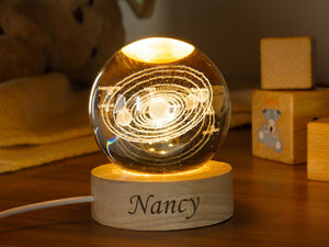 Custom Name Night Light, Solar System & Moon Night Light, Crystal Ball Night Light, Baby Shower Gift, Birthday Gift, Kids Nursery Decor