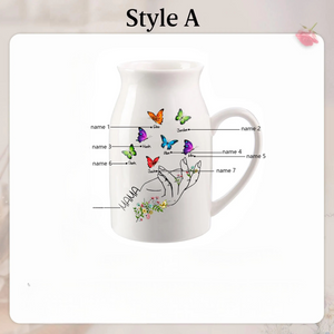 Personalized Mom With Kids Names Flower Vase, Custom Vase Gifts for Mom, Grandma Gifts, Custom Mom Birthday Jug Vase
