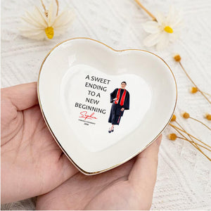 Personalized Graduation Photo Jewelry Dish: Custom Ceramic Trinket Tray Gift for Graduate, College Graduation Keepsake, Class of 2026 Ring