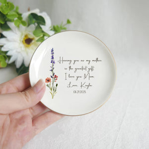 Personalized Flower Ring Dish For Mommy Custom Jewelry Holder Birthday Trinket Tray Mothers Day Gift For Mom For Grandma For Nana