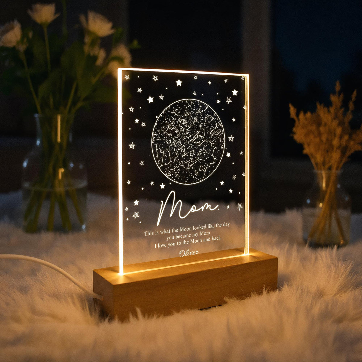Custom Star Map Night Light For Mom,Star Map By Date,Personalized Mother's Day Gift From Daughter,Mom Birthday,The Day You Became My Mom