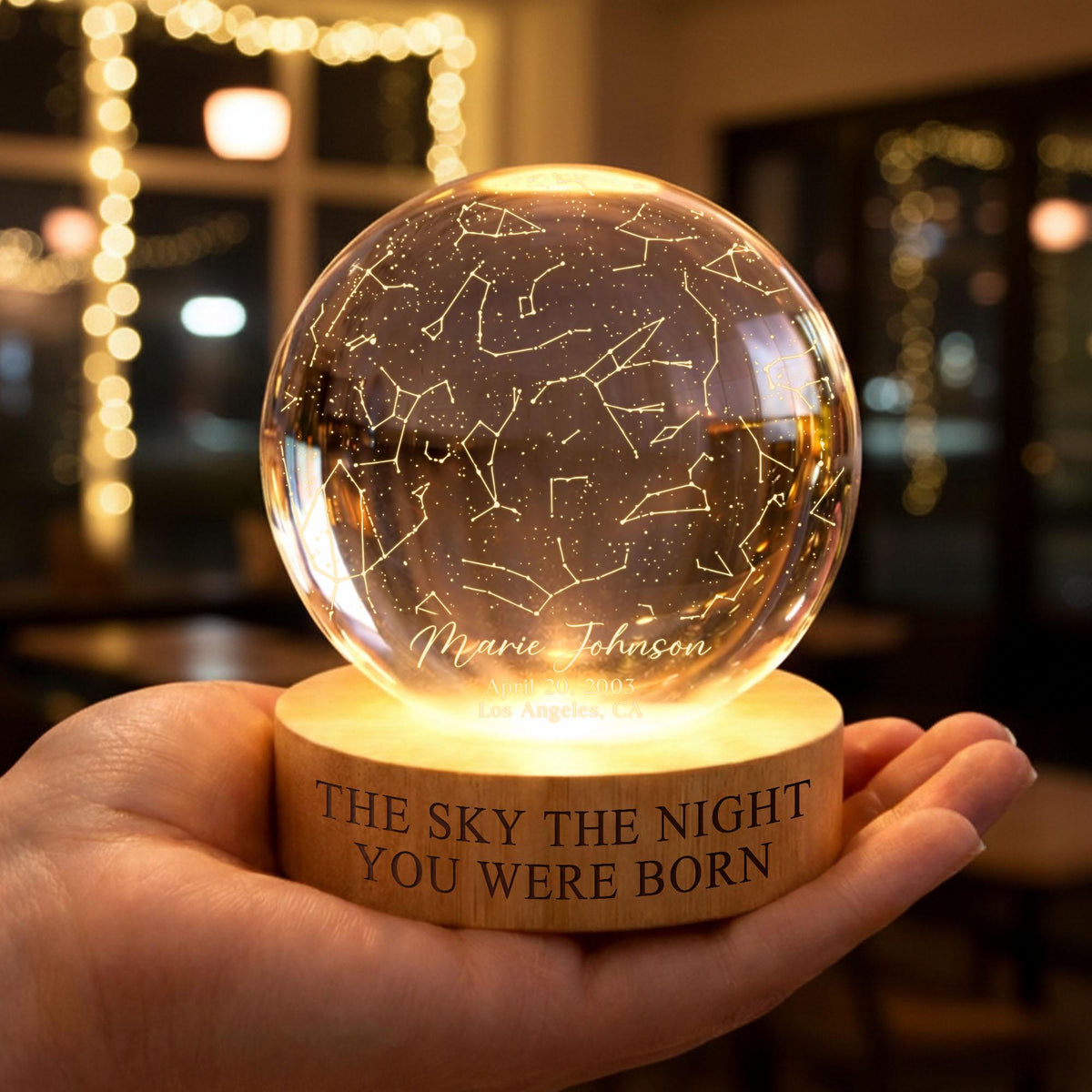 The Stars On The Night You Were Born Star Map By Date Crystall Ball Night Light Personalized Birthday Gift, Mother's Day Gifts