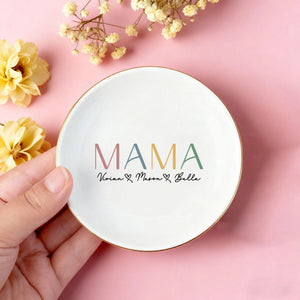 Custom Jewelry Dish For Mama,Unique Gift To Mother,Kids Name Trinket Dish,Mothers Day Gifts,Gifts for Mum/Grandma/Nana