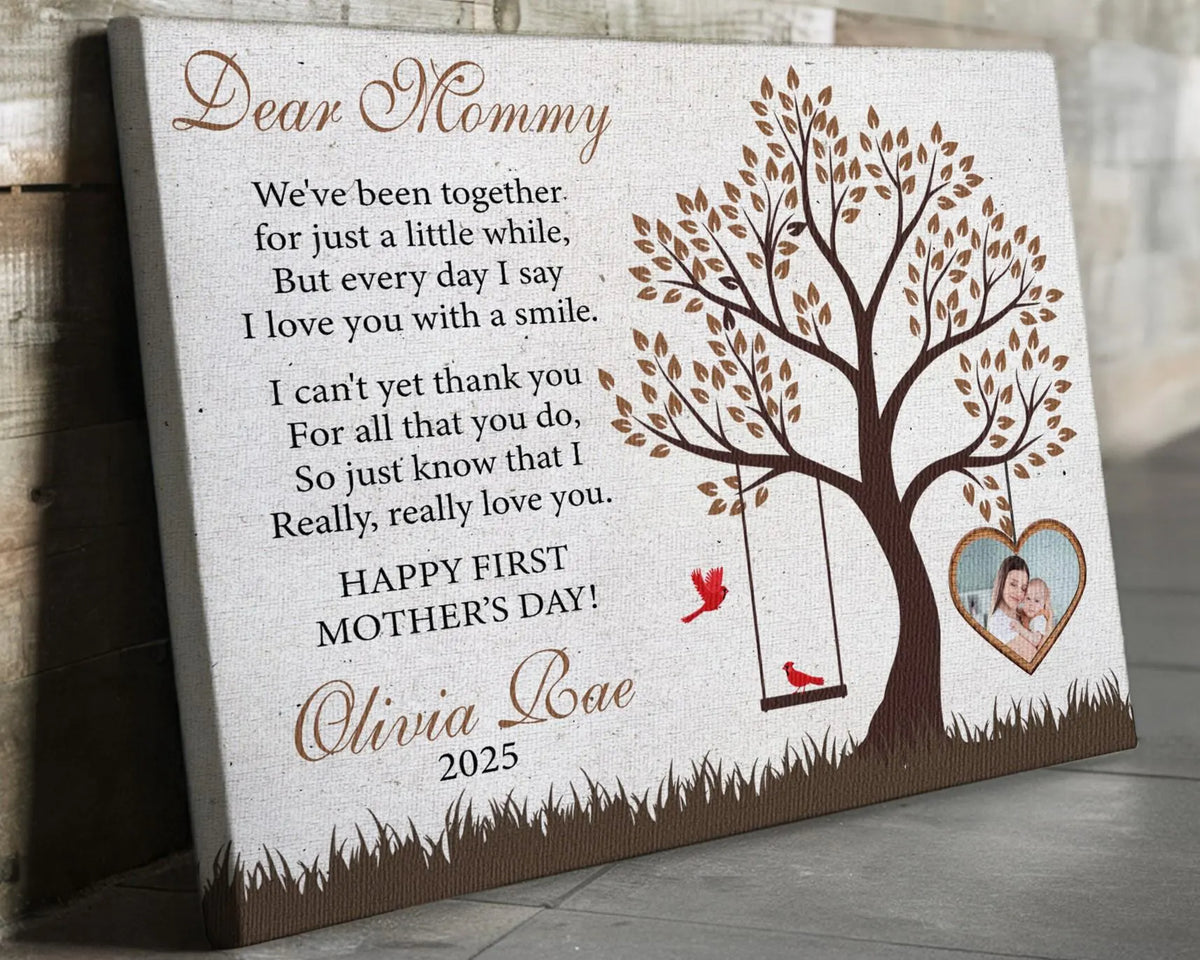First Mother's Day Gift, New Mom Gift, Dear Mommy 1st Mother's Day Gift from Baby, First Time Mom Wall Art Canvas Ready to Hang