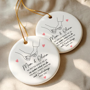 Personalized Mom & Daughter Holding Hands Ceramic Ornament Custom Name Gift for Mom, Sweet Mother s Day Keepsake, Loving Family Memory Decoration