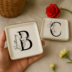Personalized Ring Dish Wedding Gift for Couple Custom Jewelry Tray Engagement Ring Holder Bride Gift Anniversary Keepsake