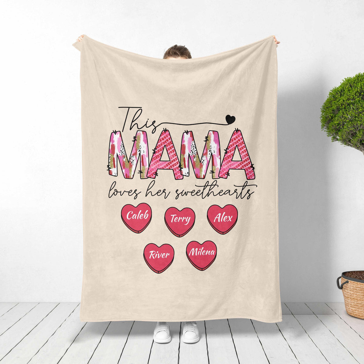 Personalized Mama Blanket With Kids Names: Sentimental Mom Gift For Mother's Day, Best Gift For Mother