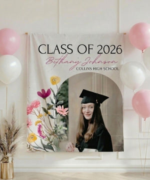 Class of 2026 Graduation Photo Banner, Personalized Graduation Party Backdrop, Custom Grad Banner with Photo, Senior Graduation Decoration