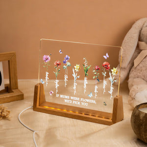 Mum's Garden Night Light, Custom Birth Month Flower With Kids Names Night Light, Mother's Day Gift for Mom Gifts Personalized Birthday Gift