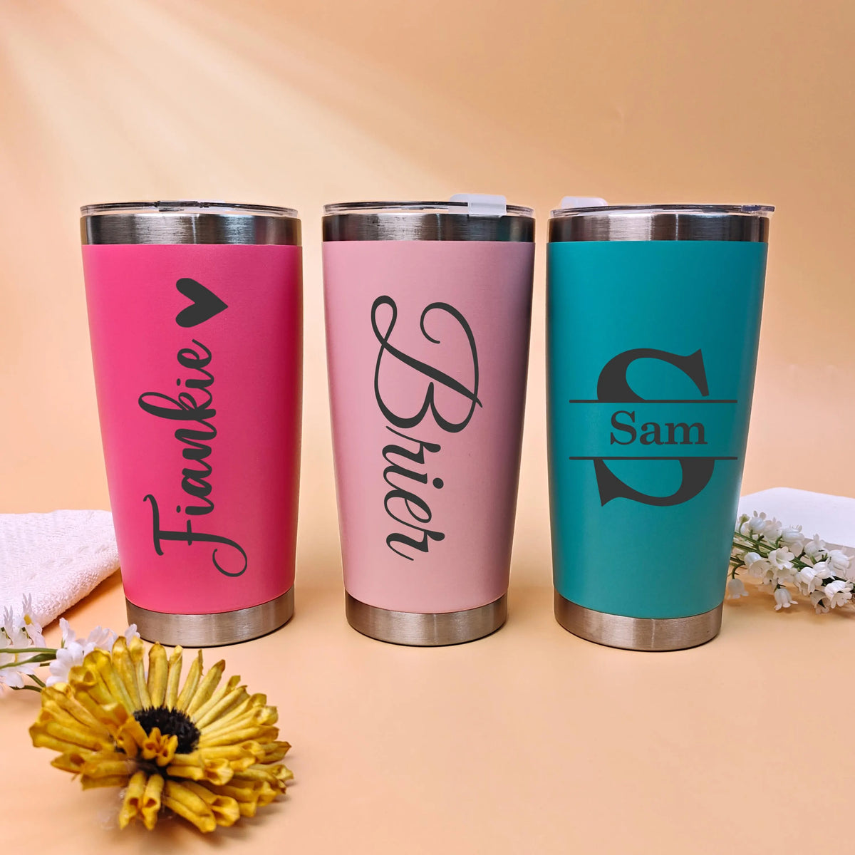 Personalized 20 oz Tumbler,Girls trip Mug,Stainless Steel Name Tumbler with straw,Custom Travel Mug,Laser Engraved Cups,Custom Beach Tumbler