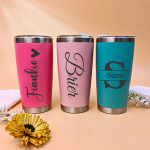 Personalized 20 oz Tumbler,Girls trip Mug,Stainless Steel Name Tumbler with straw,Custom Travel Mug,Laser Engraved Cups,Custom Beach Tumbler