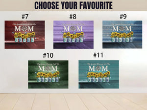 Personalized Mom Canvas Wall Art, Custom Sunflower Family Names, Meaningful Home Decor Gift
