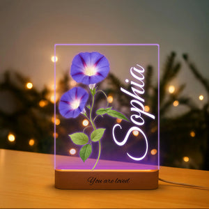 Personalized Flower Garden Acrylic Night Light: Engraved Baby Name Gift, Christmas gift, Gift For Mother