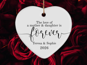 Mother Daughter Heart Love Ornament Ceramic Heart Keepsake Gift for Mom and Daughter, Sentimental Family Love Decoration, Meaningful Mother Daughter Bond Memorial Ornament