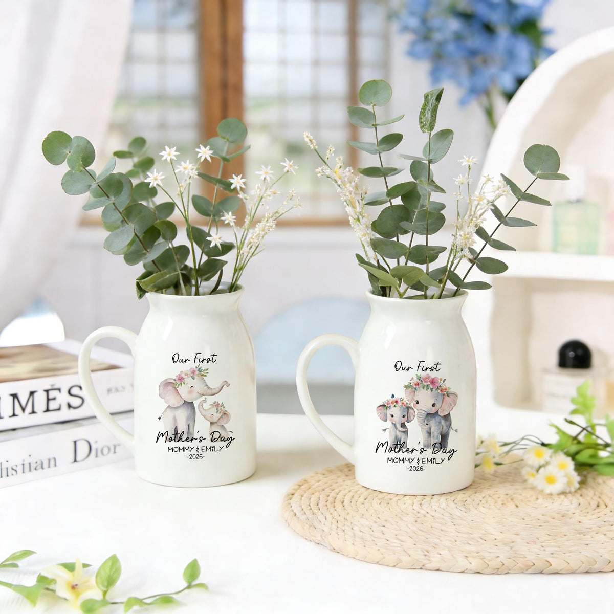 Personalized Our First Mother's Day Vase - Gift for New Mom/Mama/Mum/Mummy, Handcrafted Ceramic Keepsake, The Perfect Surprise Gift for Her