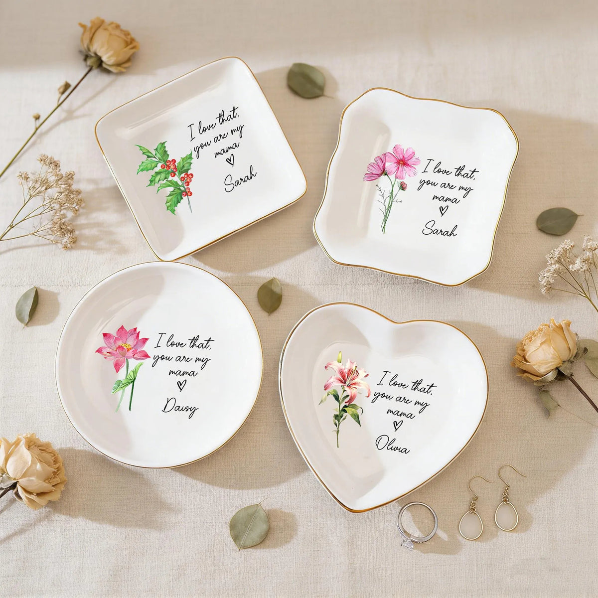 Custom Jewelry Dish For Mama, Unique Gift To Mother, Kids Name Trinket Dish, Gifts for Mum/Grandma/Nana, Mothers Day Gifts