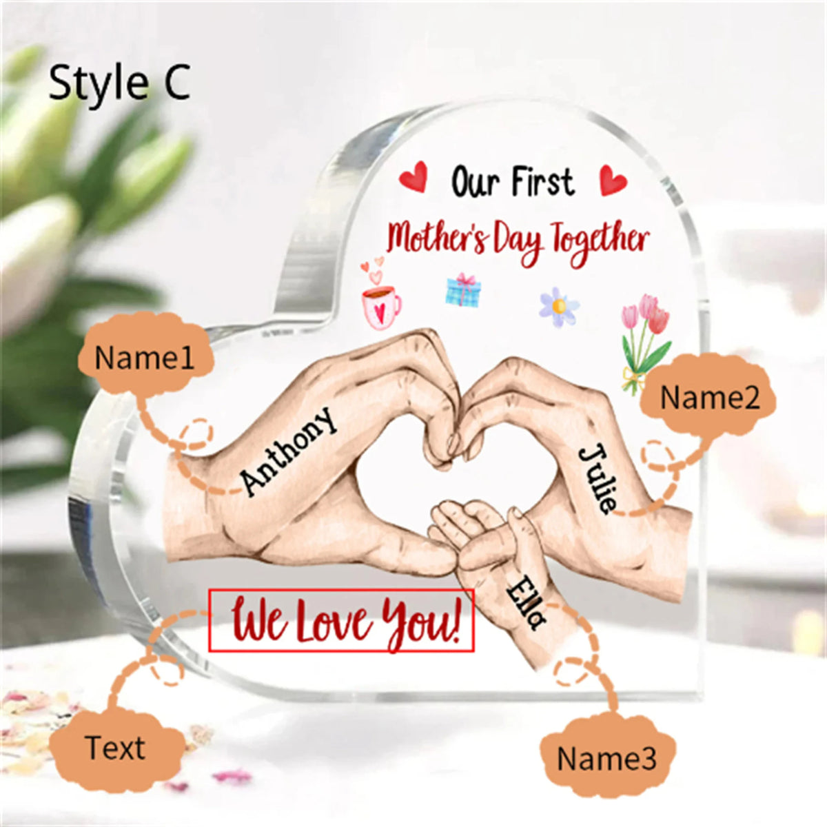 Our First Mother's Day Together Acrylic Keepsake Block Gift for New Mum, 1st Mothers Day Gift, Mother's Day, New Born Gift