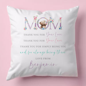 Personalised Floral Mam Cushion, Thank You Keepsake, Mother's Day Gift for Her