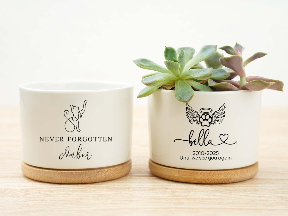 Cat Memorial Gift, Remembrance Gift, Pet Memorial Gift, Loss of Pet, Loss of Cat, Custom Flower Pot, Never Forgotten, Memorial Planter