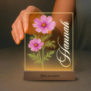 Personalized Flower Garden Acrylic Night Light: Engraved Baby Name Gift, Christmas gift, Gift For Mother