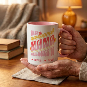 Personalized Mom Mug with Kids Names, This Awesome Mom Belongs To, Custom Mom Gift, Mother's Day Gift, Nana Mug, Grandma Mug