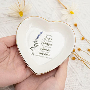 Personalized Trinket Dish Custom Watercolor Flower Ring Dish Birthday Jewelry Dish Mothers Day Gift For Mom For Grandma For Nana