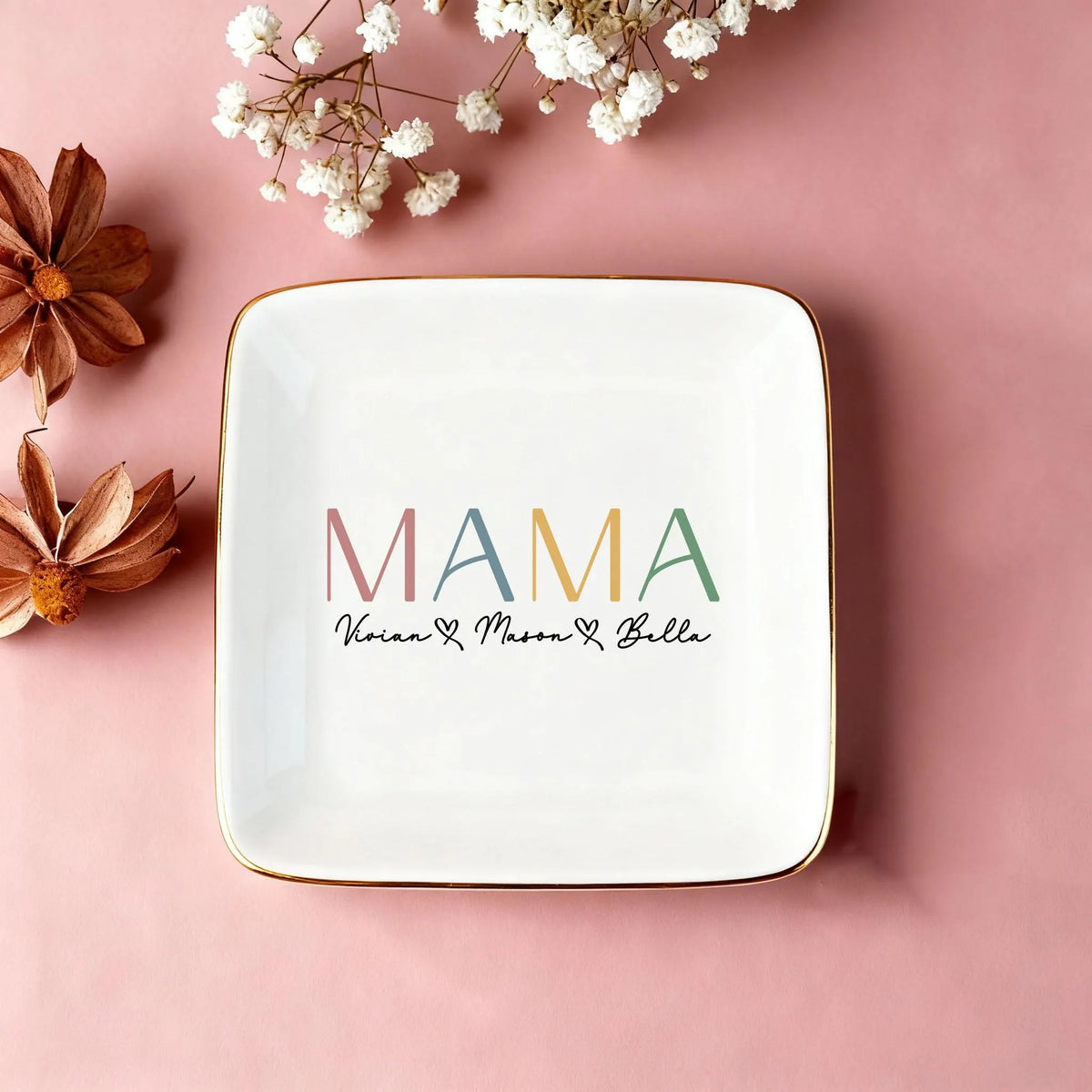 Custom Jewelry Dish For Mama,Unique Gift To Mother,Kids Name Trinket Dish,Mothers Day Gifts,Gifts for Mum/Grandma/Nana
