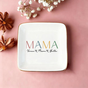 Custom Jewelry Dish For Mama,Unique Gift To Mother,Kids Name Trinket Dish,Mothers Day Gifts,Gifts for Mum/Grandma/Nana