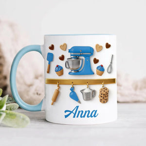 Every Recipe Made With Love - Personalized Baking Mug, Baking Tools Design, Kitchen Lover Gift, Mother's Day Gift, Custom Name Coffee Mug