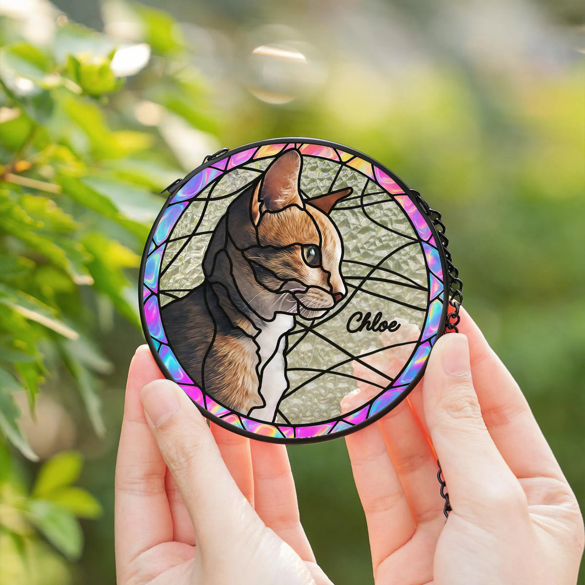 Custom Cat Portrait from Photo Suncatcher, Pet Sun Catcher Memorial, Glass Pet Memorial, Personalized Pet Portrait Housewarming Gift
